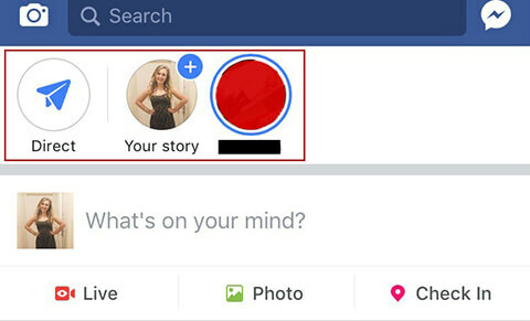Приступ Фацебоок Сториес-у и директном сандучету Дирецт.