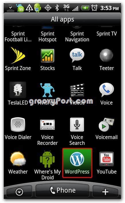 Вордпресс на Андроид икони на почетном екрану - пристаниште