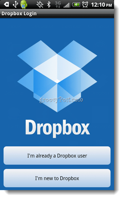 Андроид Дропбок Инсталирајте пријаву за Дропбок