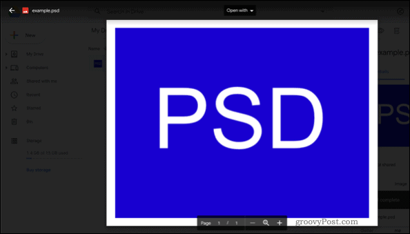 Отварање ПСД датотеке на Гоогле диску