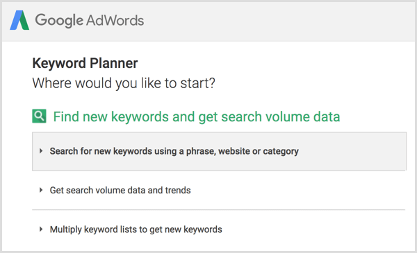 Гоогле планер кључних речи тражи нове кључне речи