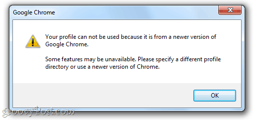 Ваш профил се не може користити јер је из новије верзије Гоогле Цхроме-а. Неке функције можда нису доступне. Наведите други директориј профила или користите новију верзију Цхроме-а.