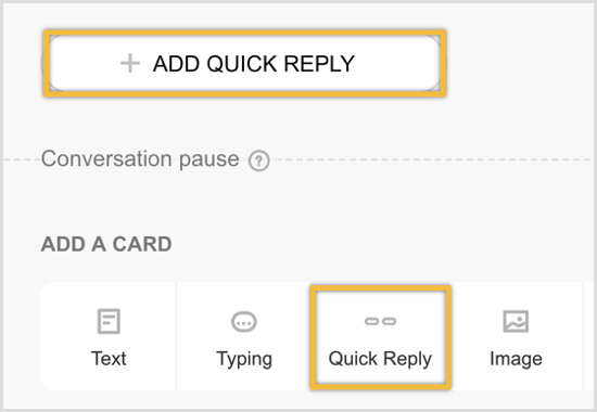 Кликните да бисте додали картицу за брзи одговор, а затим кликните Додај брзи одговор.