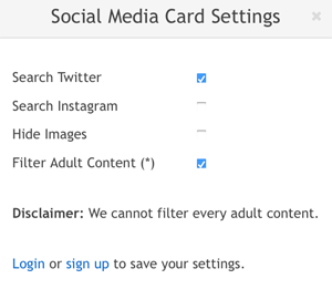 подешавања картице за друштвене медије