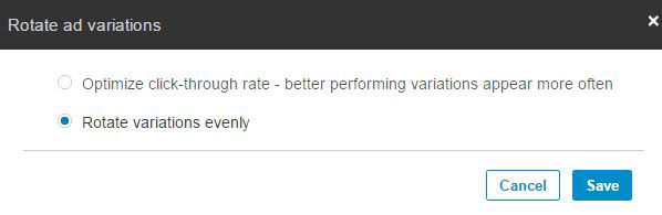 Обавезно одаберите Ротирај варијације равномерно у ЛинкедИн Цампаигн Манагер-у.