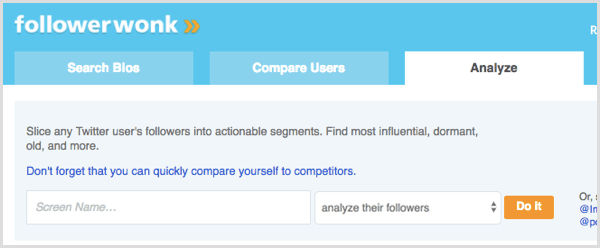 ФолловерВонк претрага за анализу следбеника корисника Твиттера
